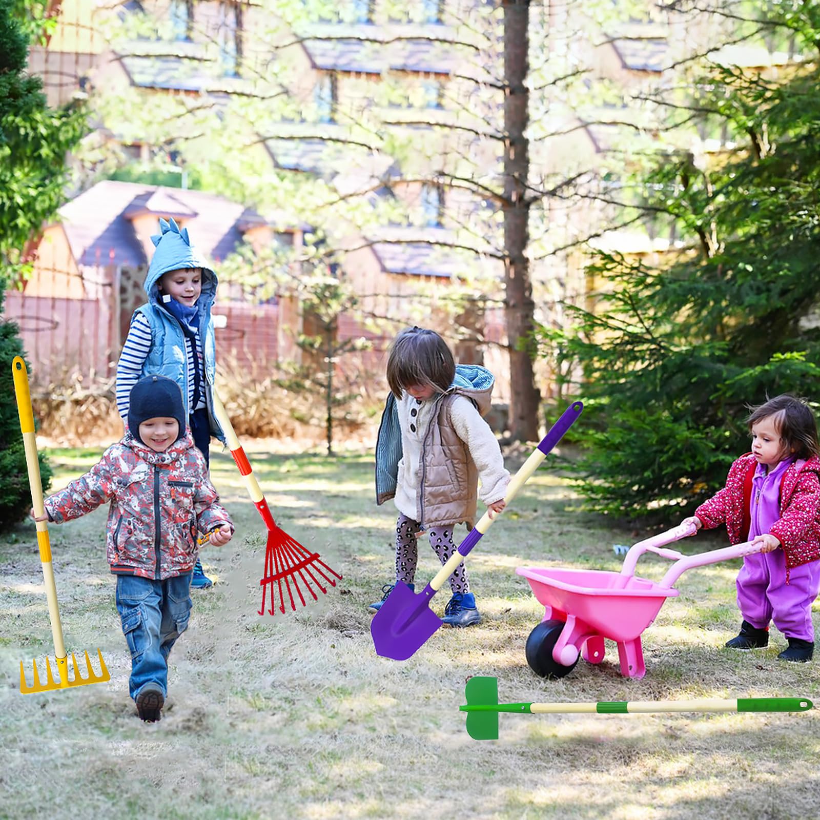 Lalloply Kids Gardening Set 6 PCS Outdoor Toys for Toddlers Age 3-5 Garden Toys with Shovel, Rake, Hoe - Image 4