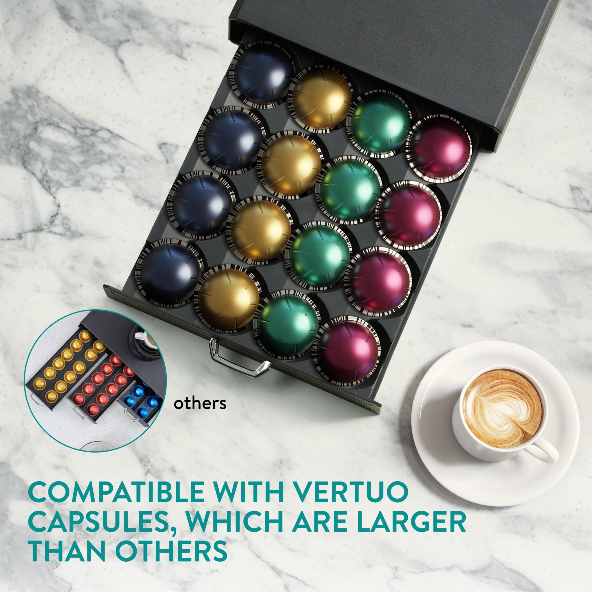 Navaris Tiroir à Capsule de Café - Rangement Support pour Dosette Machine à Café Nespresso Vertuo - Distributeur Range-Dosette pour Capsules Vertuo 43 x 23,6 x 5,8 cm