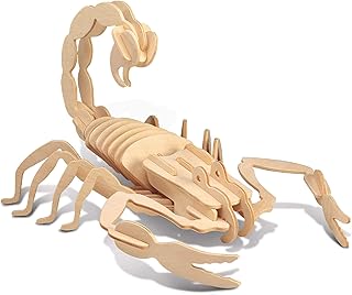 Puzzled 3D Puzzle Scorpion Wood Craft Construction Model Kit, Fun & Educational Animal DIY Wooden Toy Assemble Model Unfinished Crafting Hobby Puzzle to Build & Paint for Decoration 33 Pieces Pack