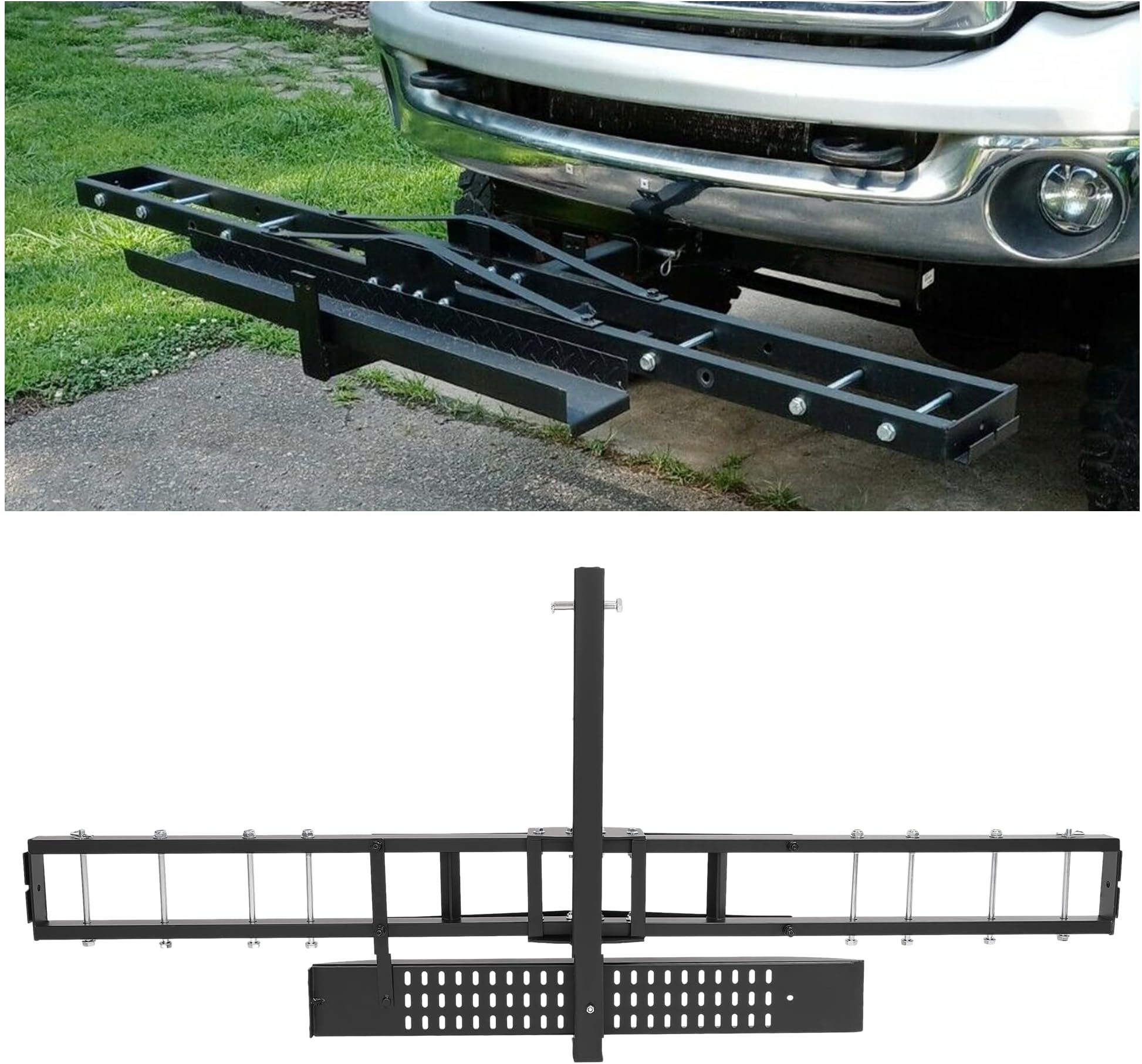 ECOTRIC 500LBS Motorcycle Trailer Hitch Carrier Scooter Dirt Bike Hauler Hitch Mount Rack with Loading Ramp Locking Device Heavy Duty Steel Motorcycle Rack for Hitch Fits 2" Receiver