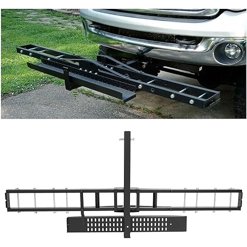 ECOTRIC 500LBS Motorcycle Trailer Hitch Carrier Scooter Dirt Bike Hauler Hitch Mount Rack with Loading Ramp Locking Device Heavy Duty Steel Motorcycle Rack for Hitch Fits 2" Receiver