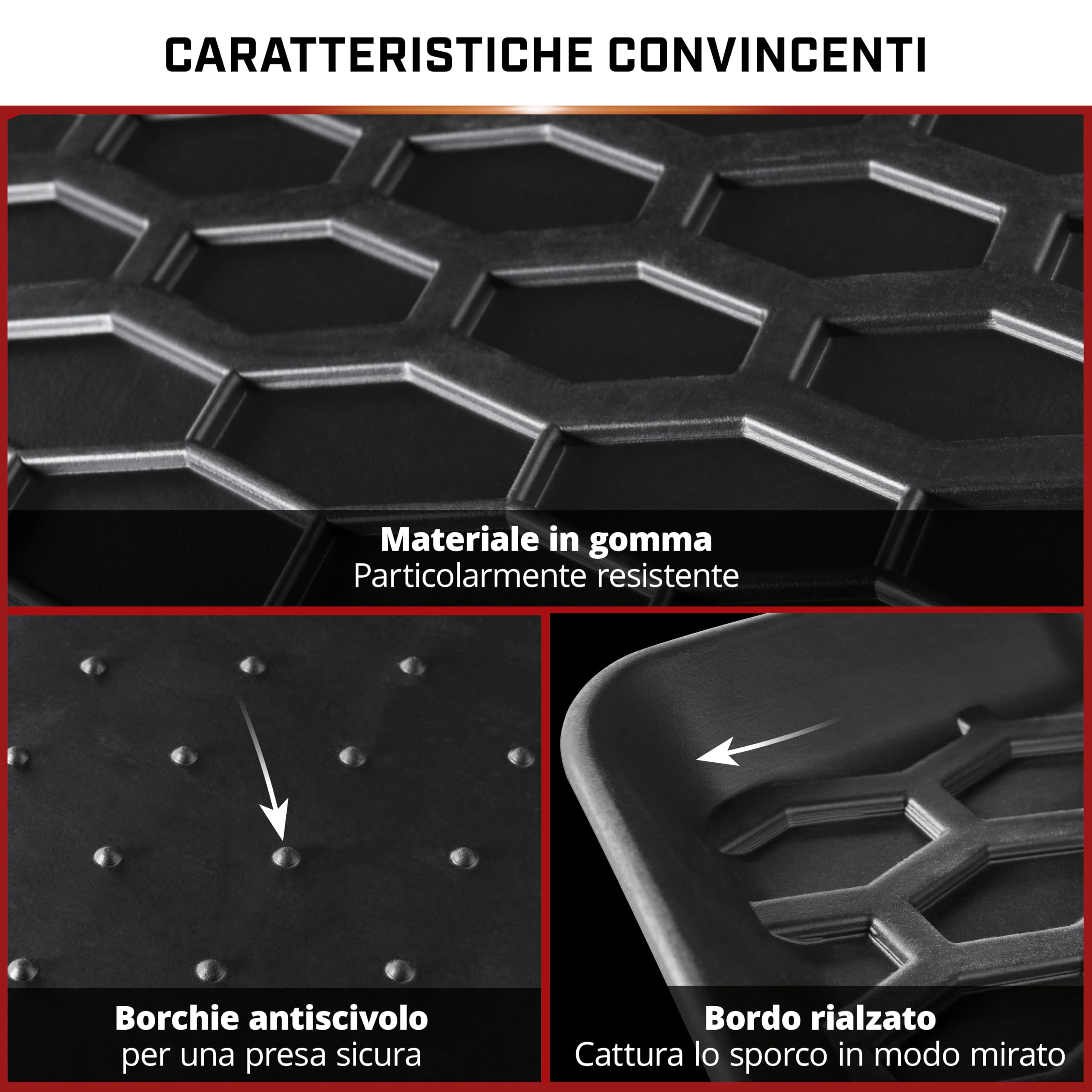 WALSER Tappetini in gomma DirtGuard su misura compatibile con Citroen Jumper II/Fiat Ducato/Peugeot Boxer 2006-Oggi, Opel Movano C 2021-Oggi