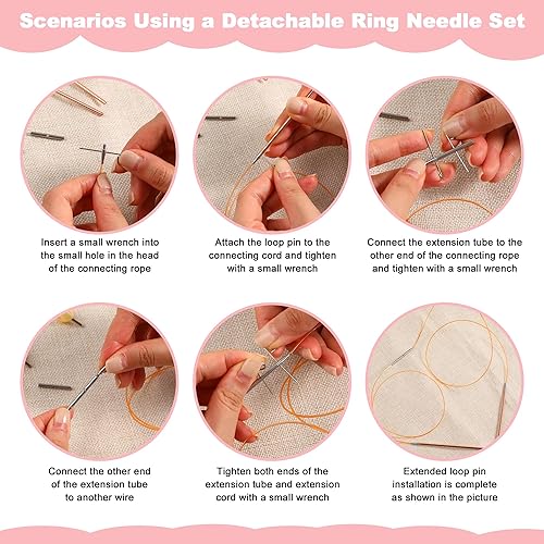 Miniatura 7 de Juego de agujas de tejer circulares intercambiables con estuche y accesorios para manos artríticas, kit redondo de aluminio adecuado para