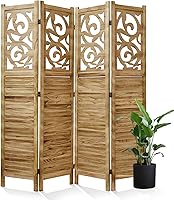 Vista 12 de Divisor de habitación de madera tallada, divisor de pared interior plegable portátil, pantalla de partición para hogar, oficina, jardín, terraza - 6
