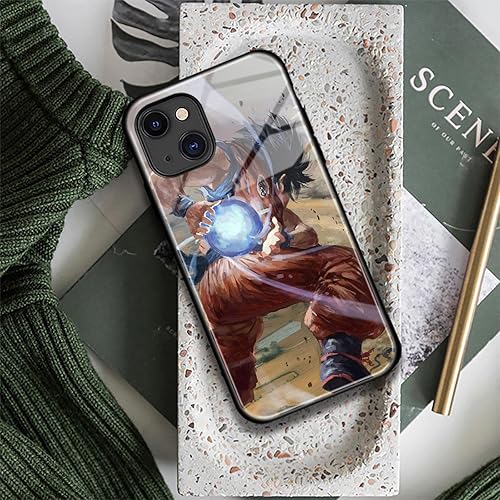 Miniatura 3 de Carcasa de anime japonés anticaídas, diseño de manga antideslizante, de vidrio brillante para teléfono celular (para iPhone 14 Pro Max, Goku