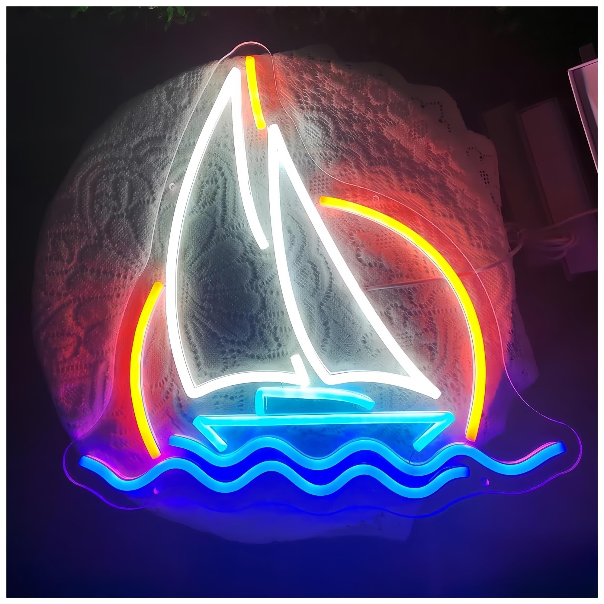 SHOUXI Sign Lamp The Boat Shape Neon Lamp is Suitable for Bedroom Room Party Birthday Decoration Creates The Atmosphere 40X38cm