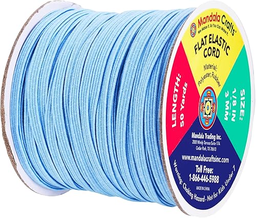 Vista 29 de Mandala Crafts - Rollo de cordón elástico plano para costura y manualidades Beige