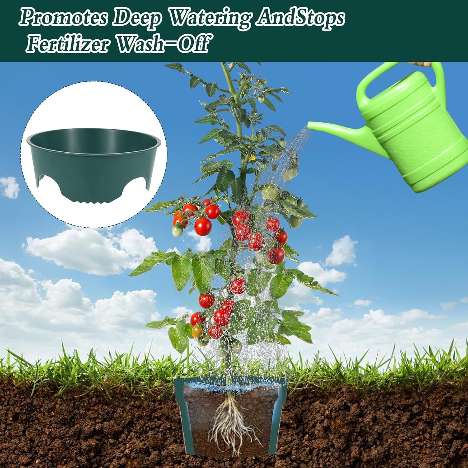 8 Pack Planting Grow Rings, 8.6" Tree Watering Ring for Garden, Plastic Plant Protector & Edging Border, Prevents Soil Runoff and Protects Stems from Weed Whackers - Image 4