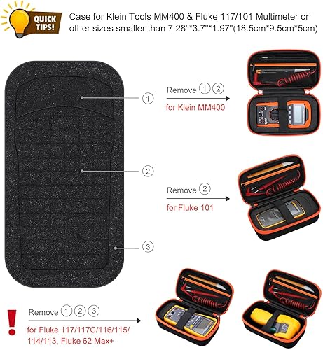 Miniatura 9 de Paquete Hard Caser con correa magnética de repuesto para Klein Tools MM400MM325MM300MM200ET140MM720 multímetro digital por KingSung