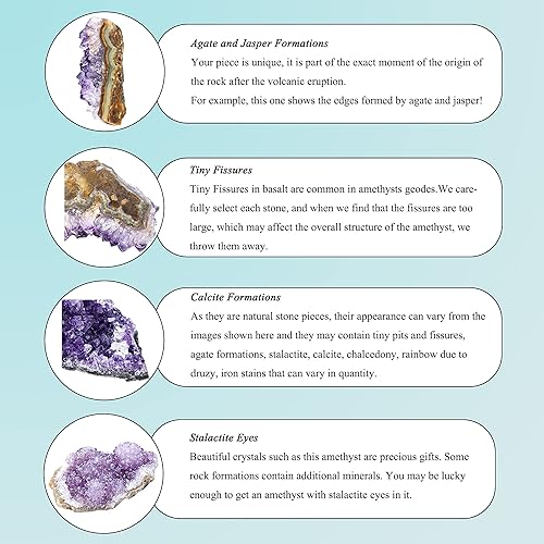 Miniatura 6 de Top Plaza Piedras de cristal curativo de cuevas de geoda de amatista natural, racimo de roca druzy brujería, espécimen de amatista cruda (0.44 a