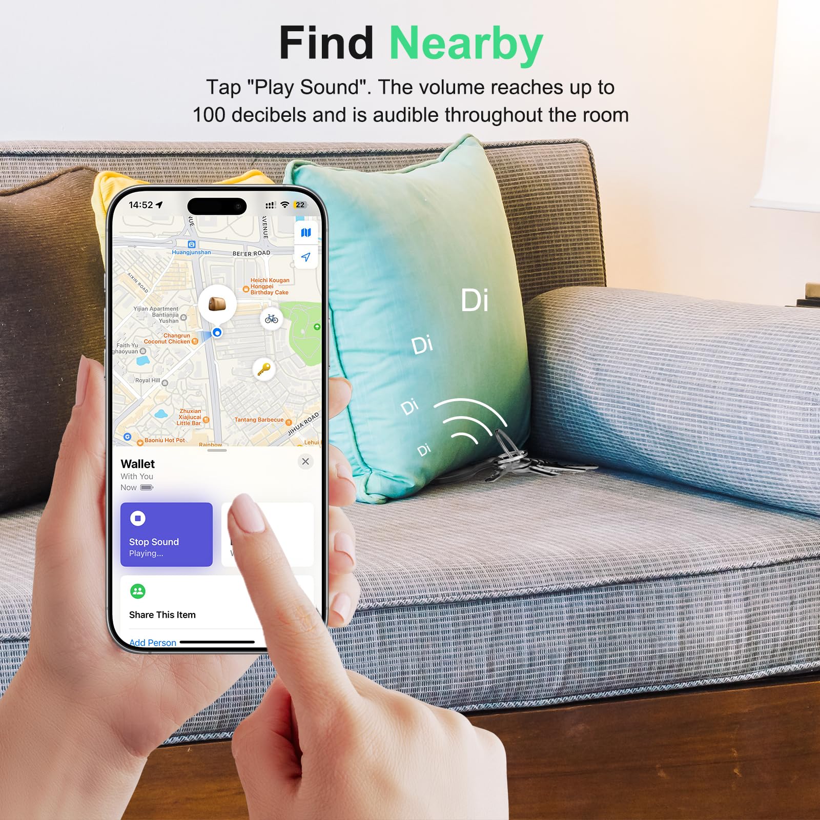 Air Tracker Tag Works with Apple Find My (iOS Only) Includes Replaceable Battery, Bluetooth Smart Item Locator Key Finder for Keys, Luggage, Wallet, Car, Bicycle (4-Pack-Black) — view 3