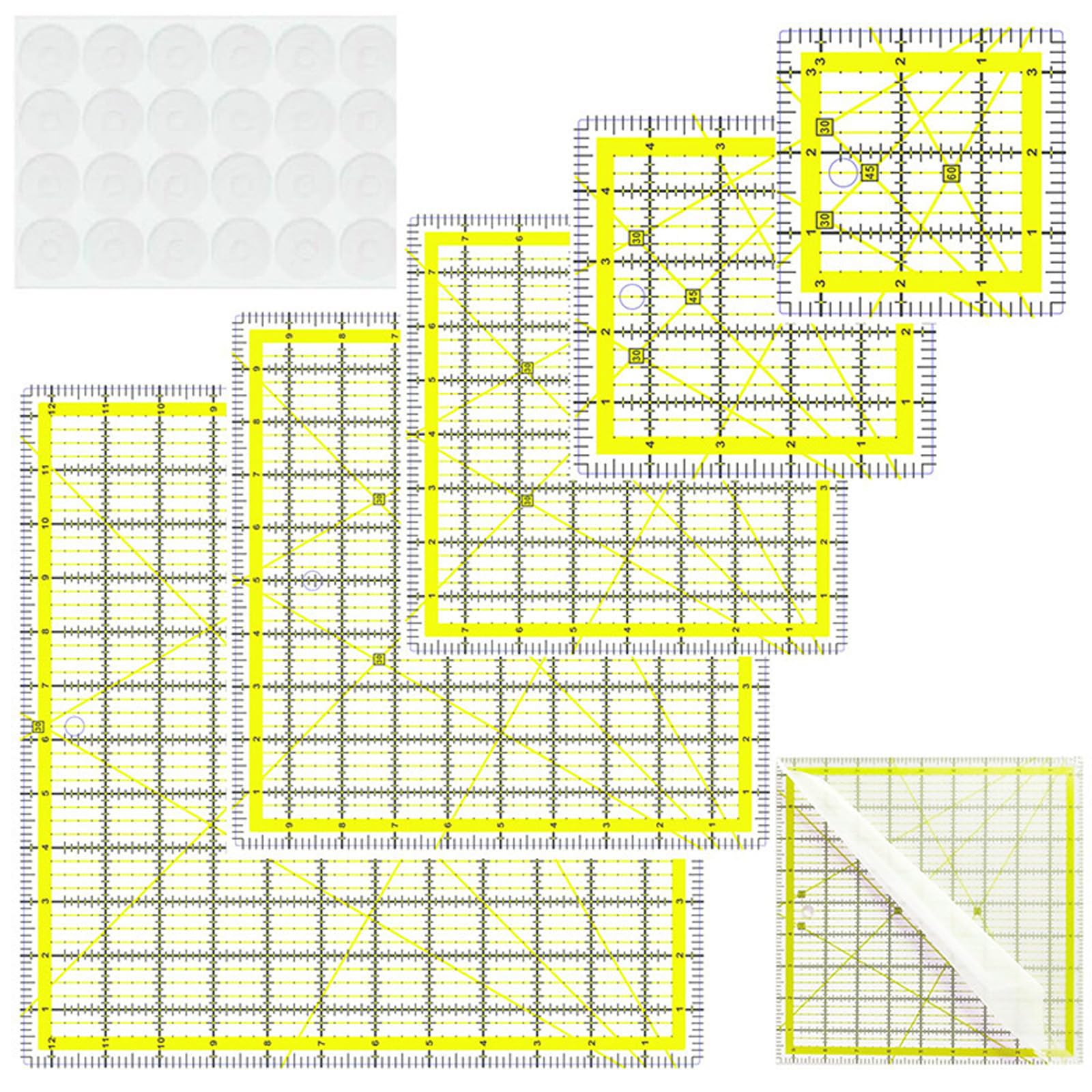 Kalttoy Professional Acrylic Quilting Ruler with Measurement Markings Patchwork Templates for Fabric Cutting Sewing Project Sewing Patchwork Ruler Tool