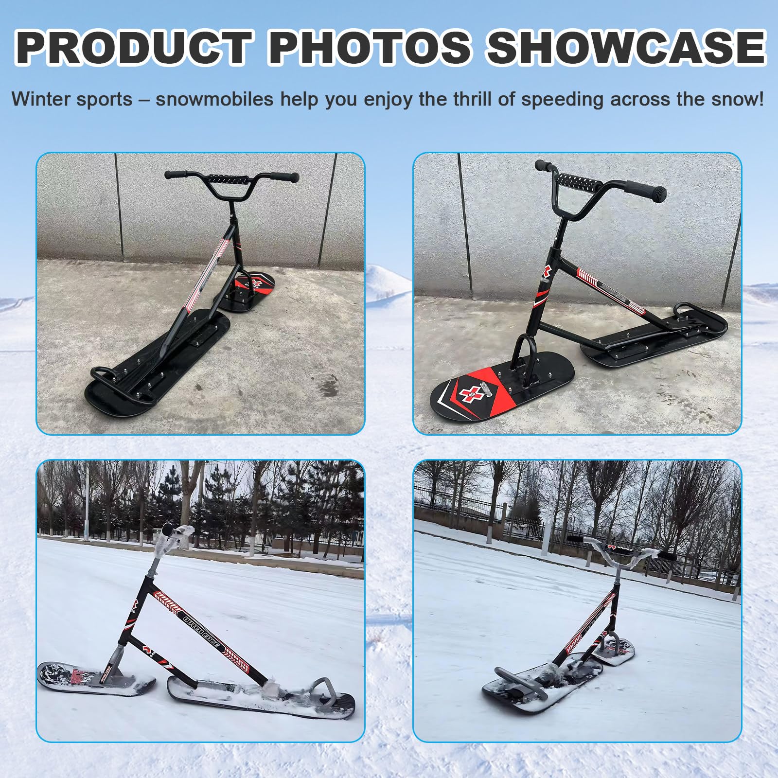SHAHRYAR Nouvelle Trottinette des Neiges pour Enfants Et Adultes,Luges/Snowboards pour Adultes,Direction Pivotante À 360°, Capacité De Charge De 150 Kg,Luge De Snowboard Lightcolor