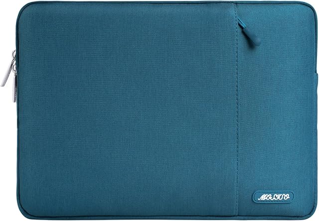 MOSISO Laptop Sleeve Bag Compatible with MacBook Air/Pro, 13-13.3 inch Notebook, Compatible with MacBook Pro 14 inch 2023-2021 A2779 M2 A2442 M1, Polyester Vertical Case with Pocket, Deep Teal