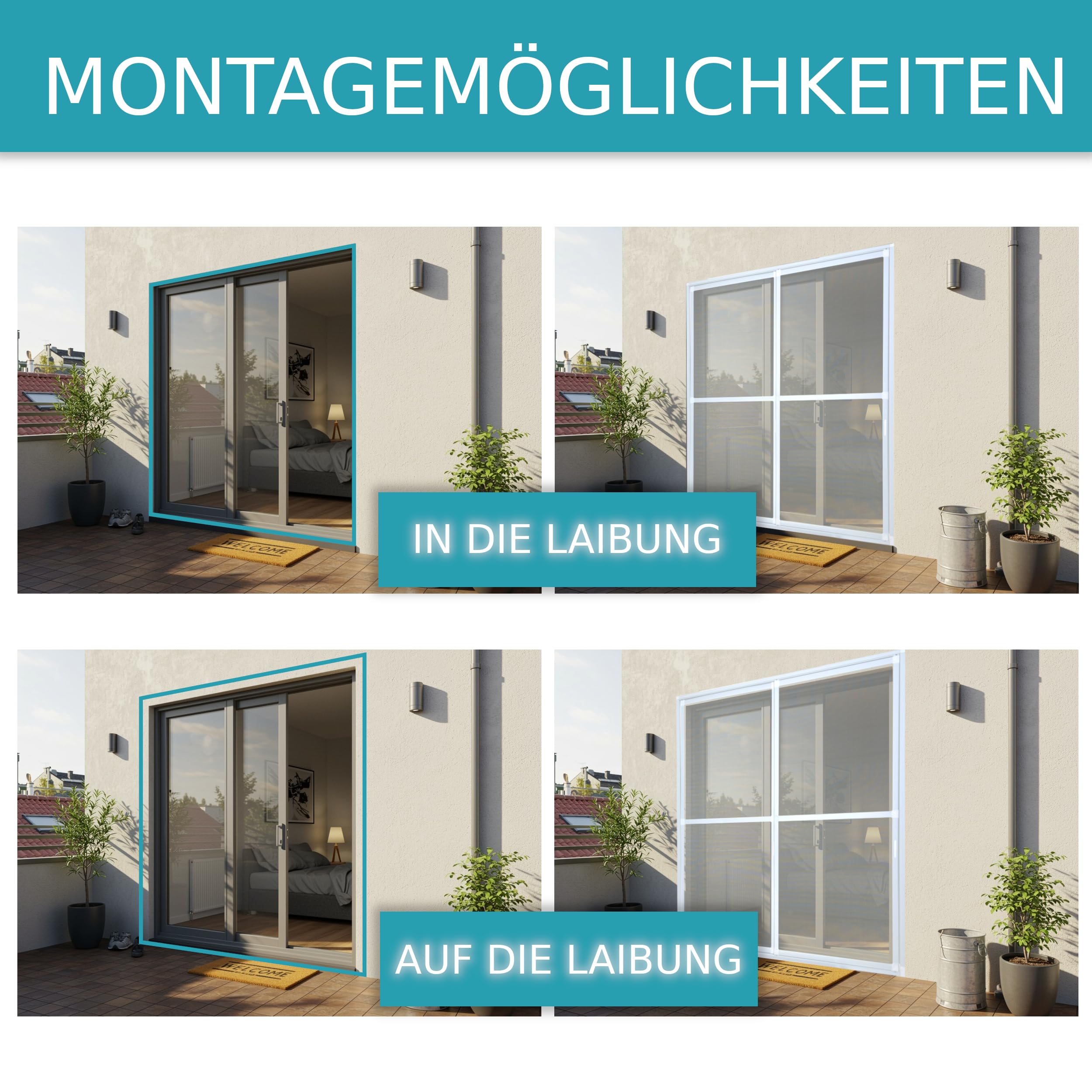APANA Fliegengitter Schiebetür 240x240 cm – Insektenschutz Balkontür & Terrassentür ohne Bohren, zuschneidbar für Doppeltür, Aluminium Rahmen & Fiberglas Gewebe, stabil & langlebig Braun