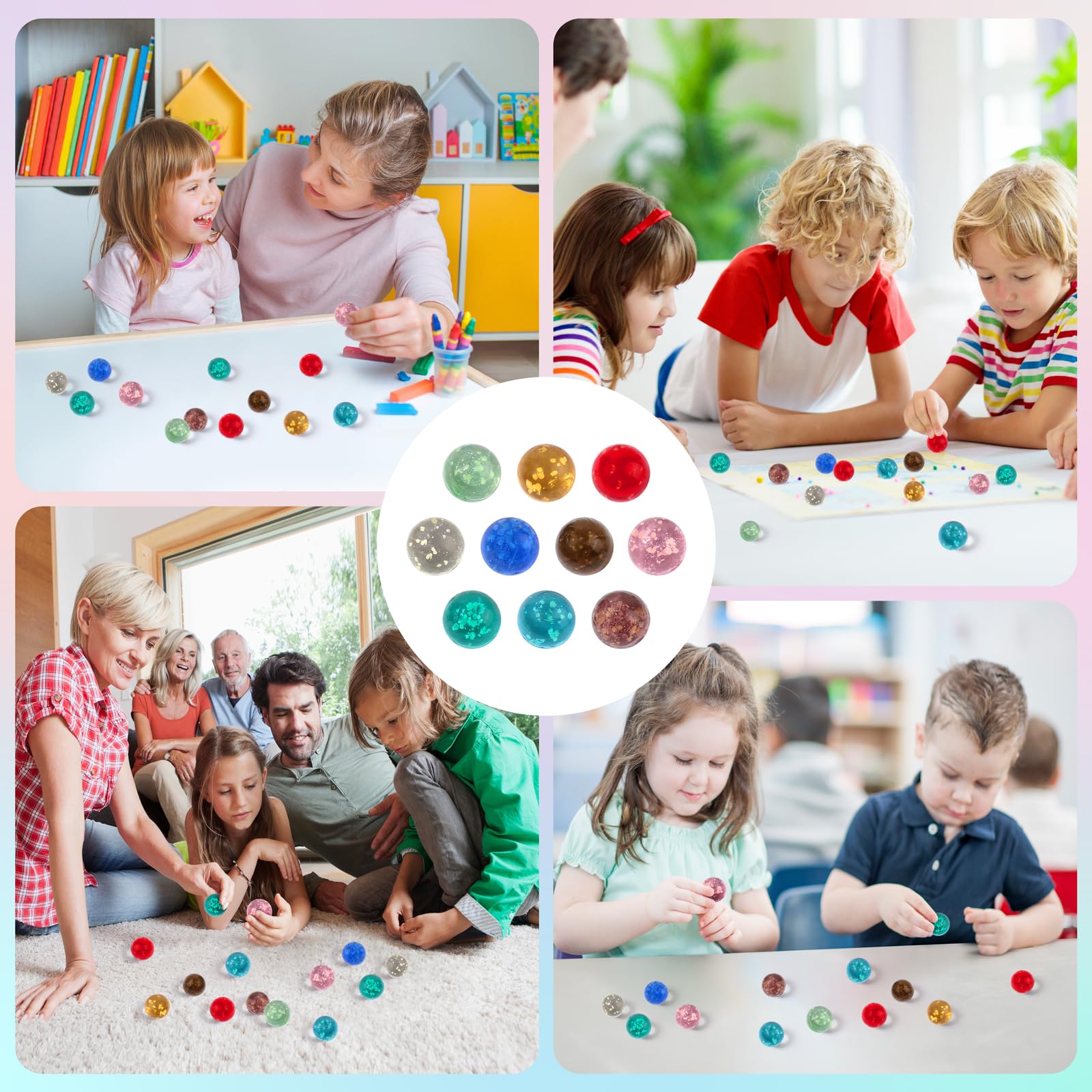 Parastar 30 Stück Murmeln Glas,Leuchtmurmeln Kinder,16mm Bunte Glasmurmeln mit Box,Buntes Glühen im Dunkeln Glasmurmeln für Murmelspiele Kinder, DIY-Projekte, Heimdekoration (10 Farben)