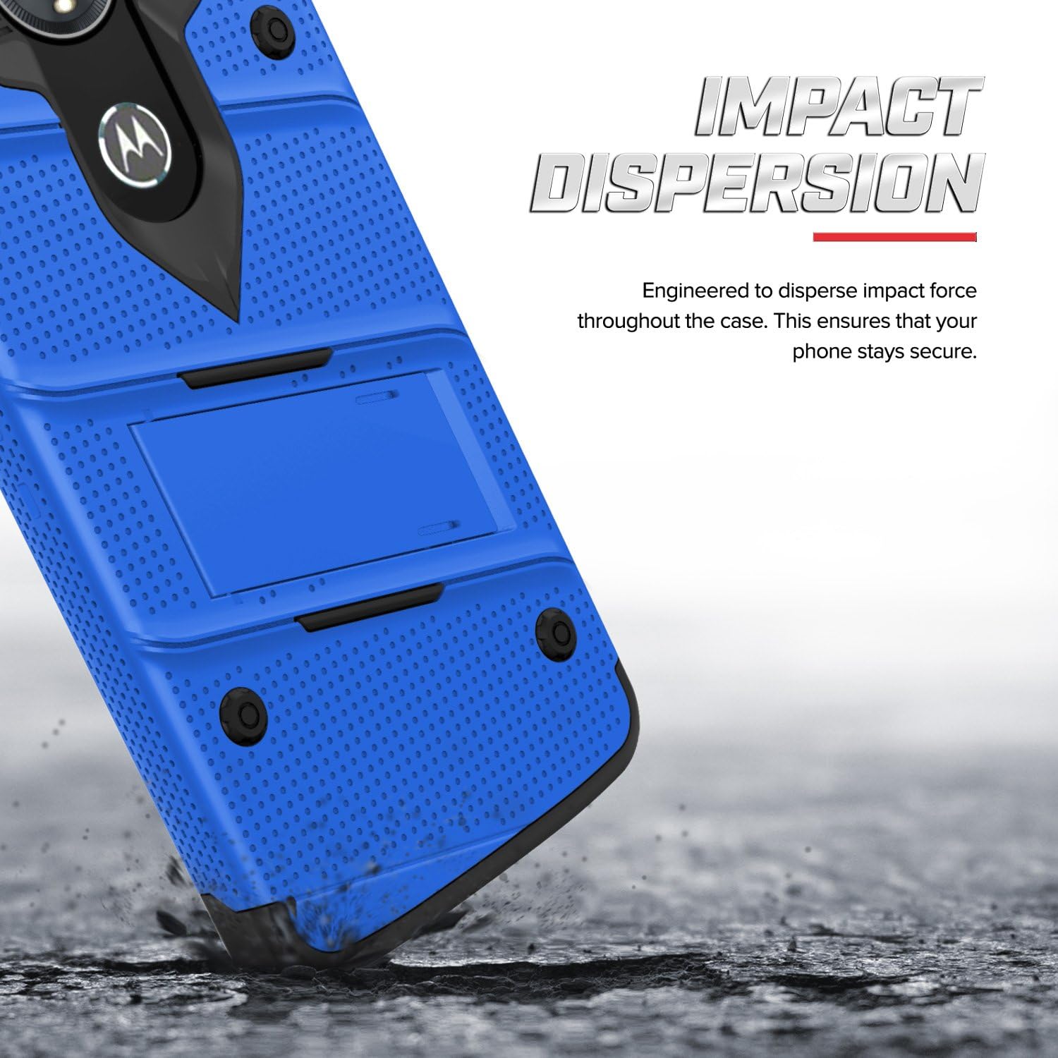 Zizo Bolt Series Compatible with Motorola Moto e5 Supra Case Military Grade Drop Tested with Tempered Glass Screen Protector Holster e5 Plus Blue