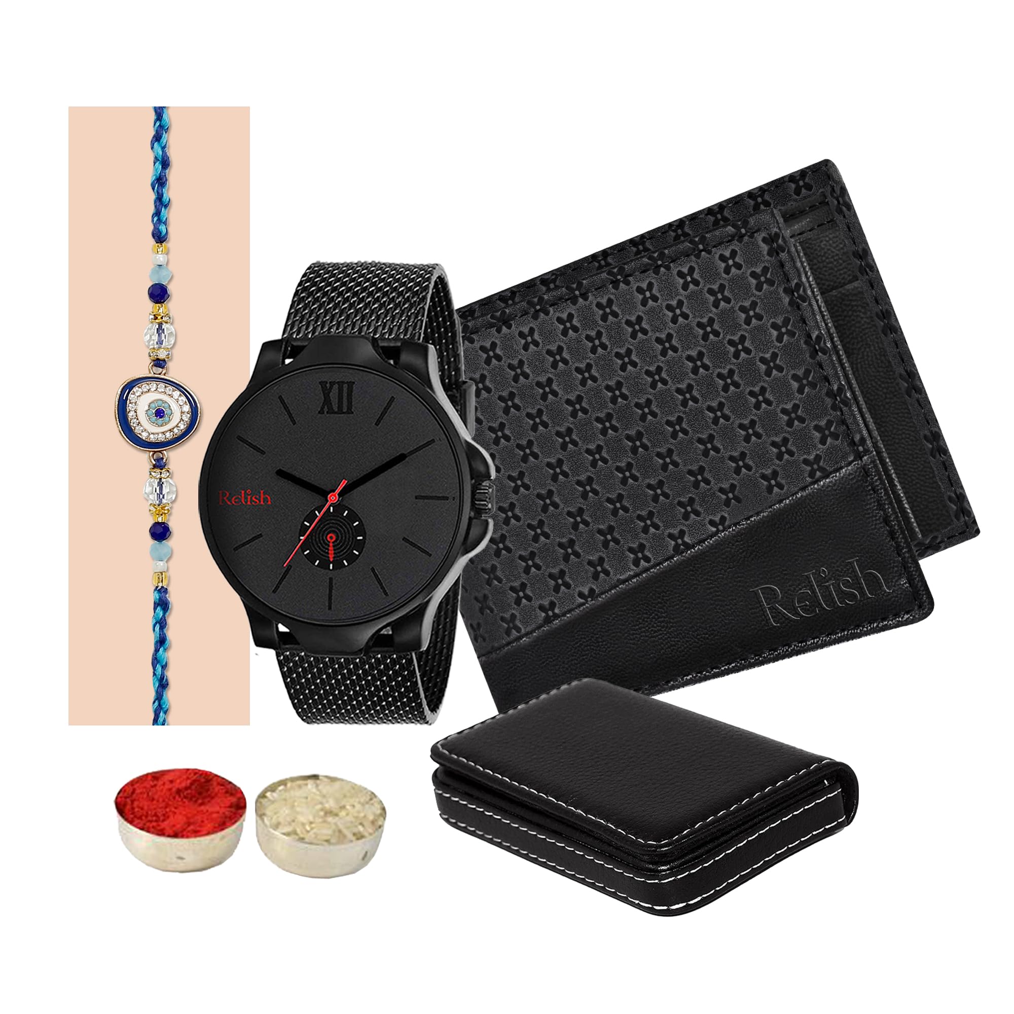 Relish Fancy Rakhi Gift Combo Pack | Watch, Wallet, Rakhi, Card Holder, Roli Chawal, Greeting Card | Rakhsha Bandhan Rakhi Gift Hamper for Brother (B0D4ZFDT1C) Amazon Price History, Amazon Price Tracker