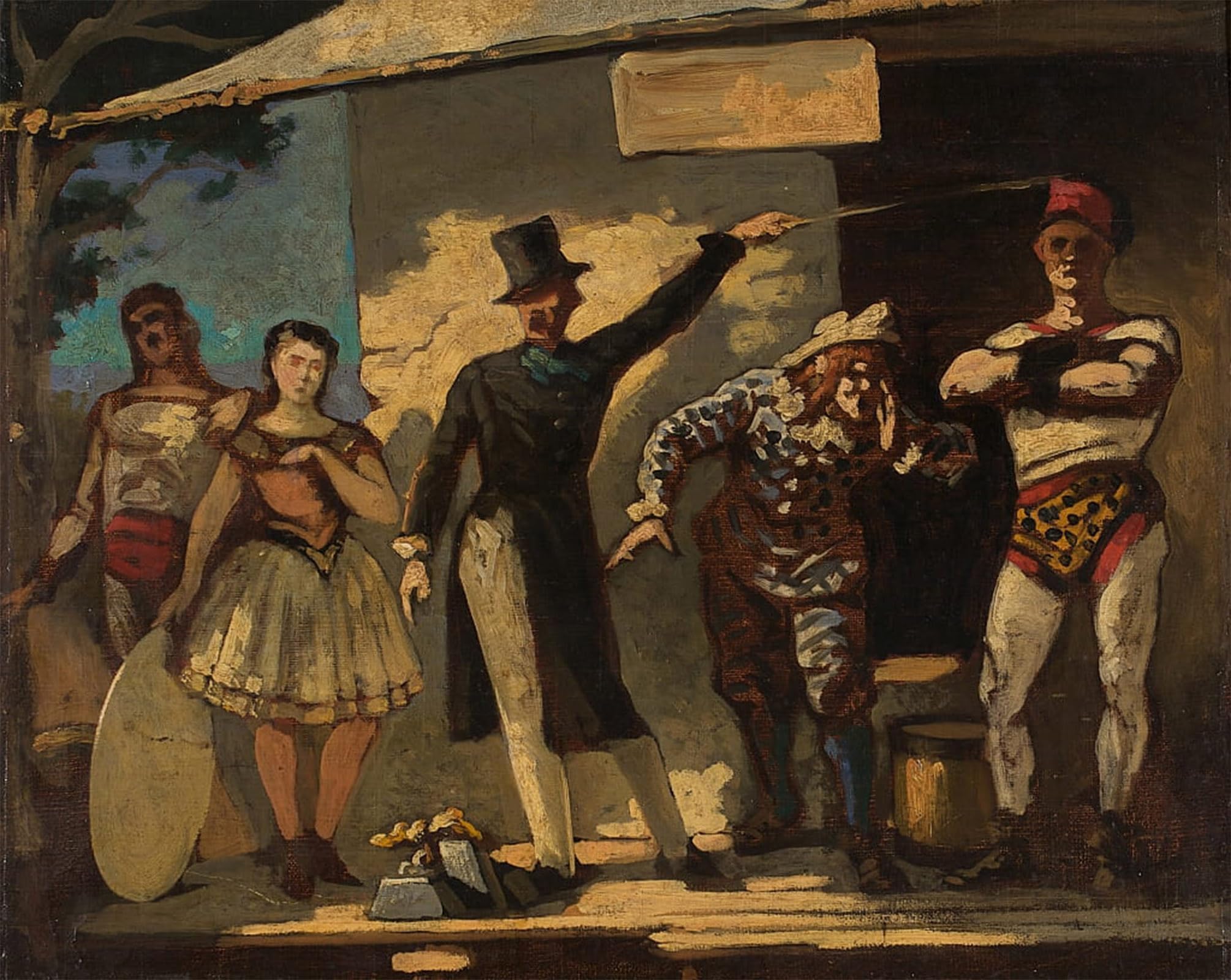 POSTERIIk Vintage Classic Picture Landscape Artwork the Saltimbanques Between by Honoré Daumier Portrait Canvas Painting for Office Home Decor 60x90cm