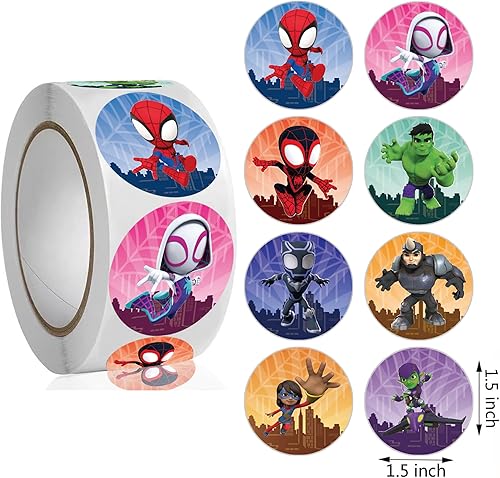 Miniatura 2 de Spidey and His Amazing Friends - Calcomanías para niños, 500 unidades, Spidey y sus increíbles amigos, suministros de decoración de fiesta de