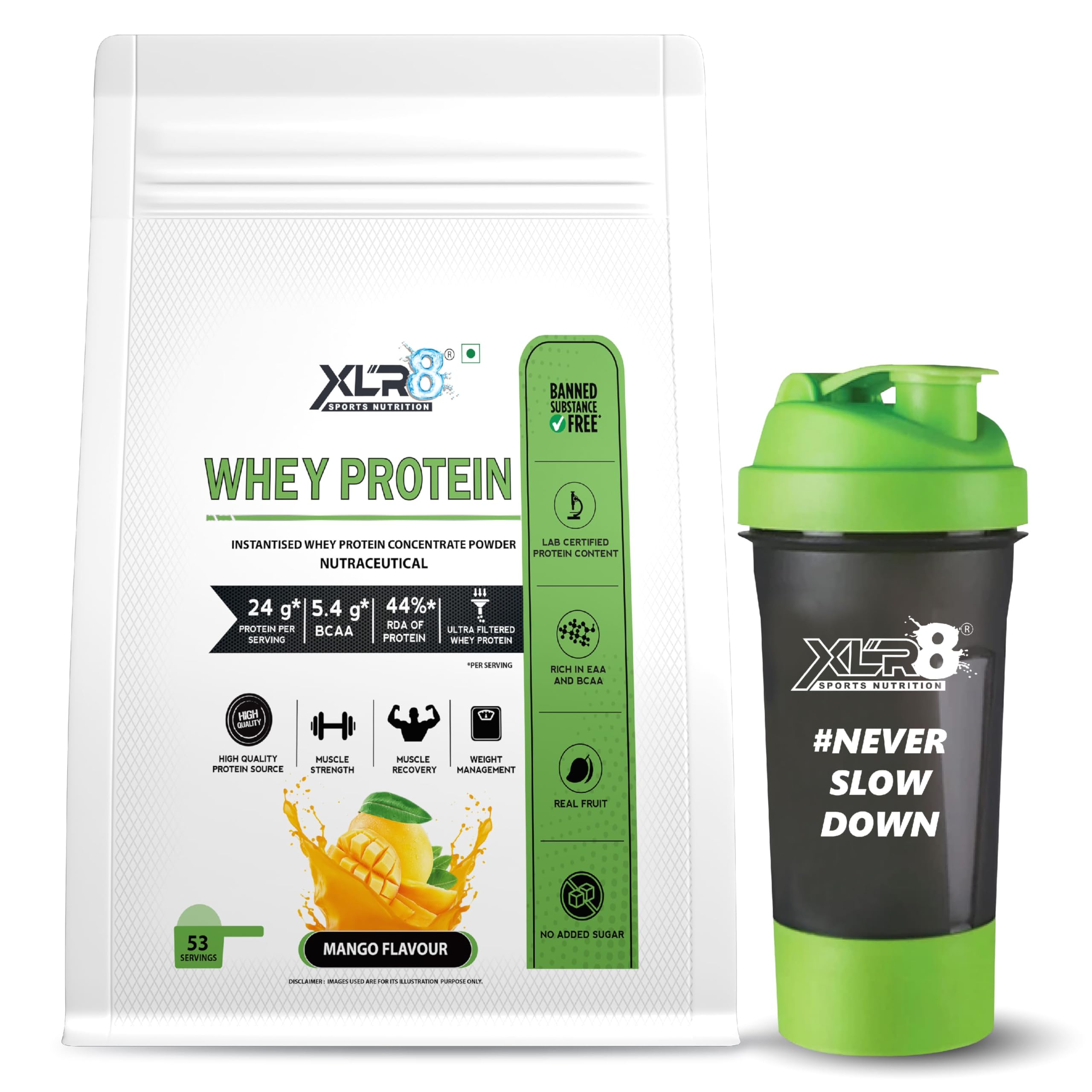 XLR8 Whey Protein, Protein Powder with 24 g Protein Content & 5.4 g BCAA (1814 g (Pack of 1), Mango) (B09P51G8KJ) Amazon Price History, Amazon Price Tracker