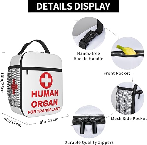Miniatura 6 de COEIOBEO Divertida lonchera aislada de órgano humano para trasplante, bolsa de almuerzo portátil reutilizable para mujeres, hombres y niños, regalo