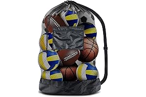 BROTOU Extra Large Sports Ball Bag Mesh Soccer Ball Bag Heavy Duty...