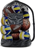 BROTOU Extra Large Mesh Soccer Ball Bag - Heavy Duty Drawstring Sports Gear Bag for Basketball, Volleyball, Swimming with Shoulder Strap