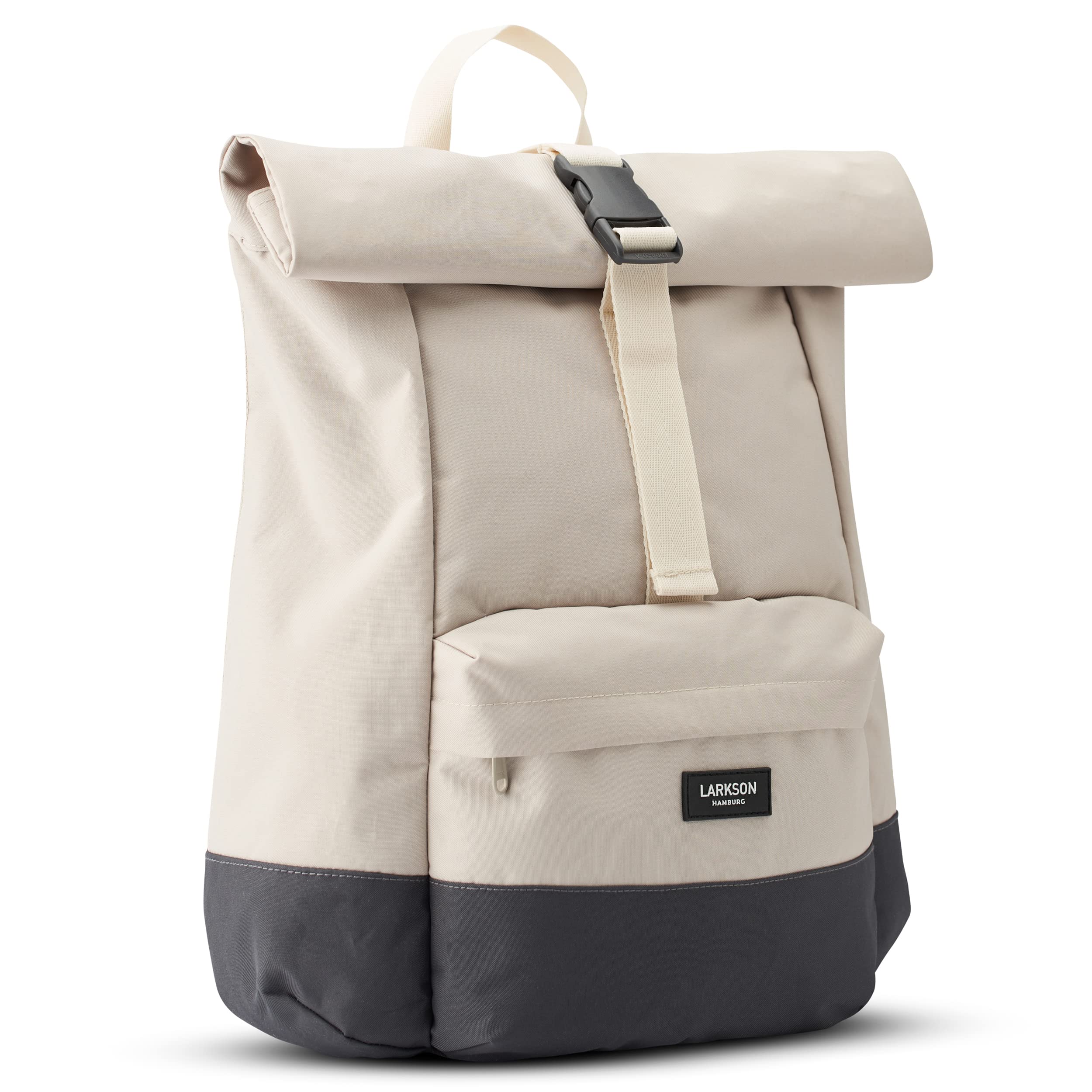 LARKSON Zaino Donna & Uomo Grigio - Alva - Zainetto Porta PC 15.6 Pollici - Rolltop ideale per Scuola, Viaggio, Lavoro Sportivo, Università - Idrorepellente