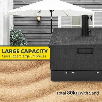 Outsunny 2-in-1 Outdoor Umbrella Base, Planter Box, 175 lbs. Capacity Black