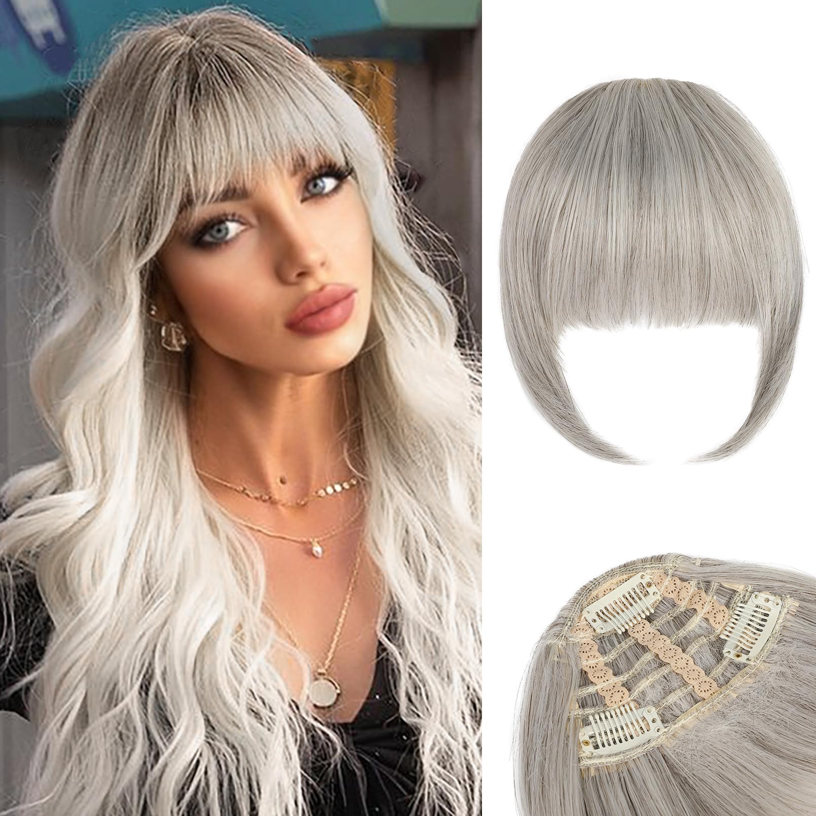 Amazon.com : ROURUNFASI Clip on Wispy Bangs-Real Human Hair Clip in ...