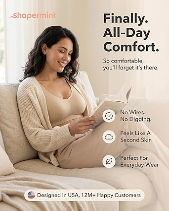 SHAPERMINT Wireless Bras for Women No Underwire Small to Plus Size Bralettes with Support and Natural Lift