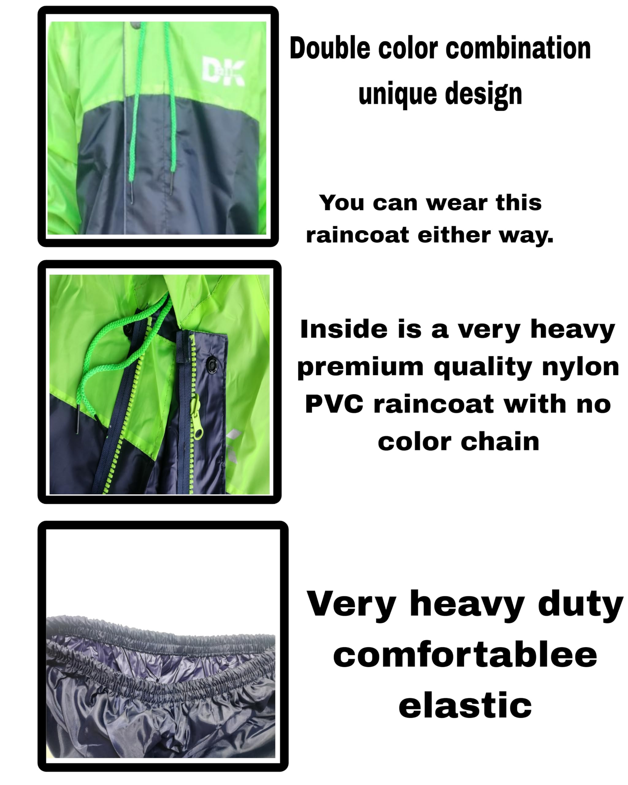 D8211K Boy's & Girl's Top + Bottom Portable Light Weight Rain Coat with Hooded & Long Sleeves for Outdoor Activity (IN, Age, 6 Years, 7 Years, Green & Blue) - Image 7 thumbnail