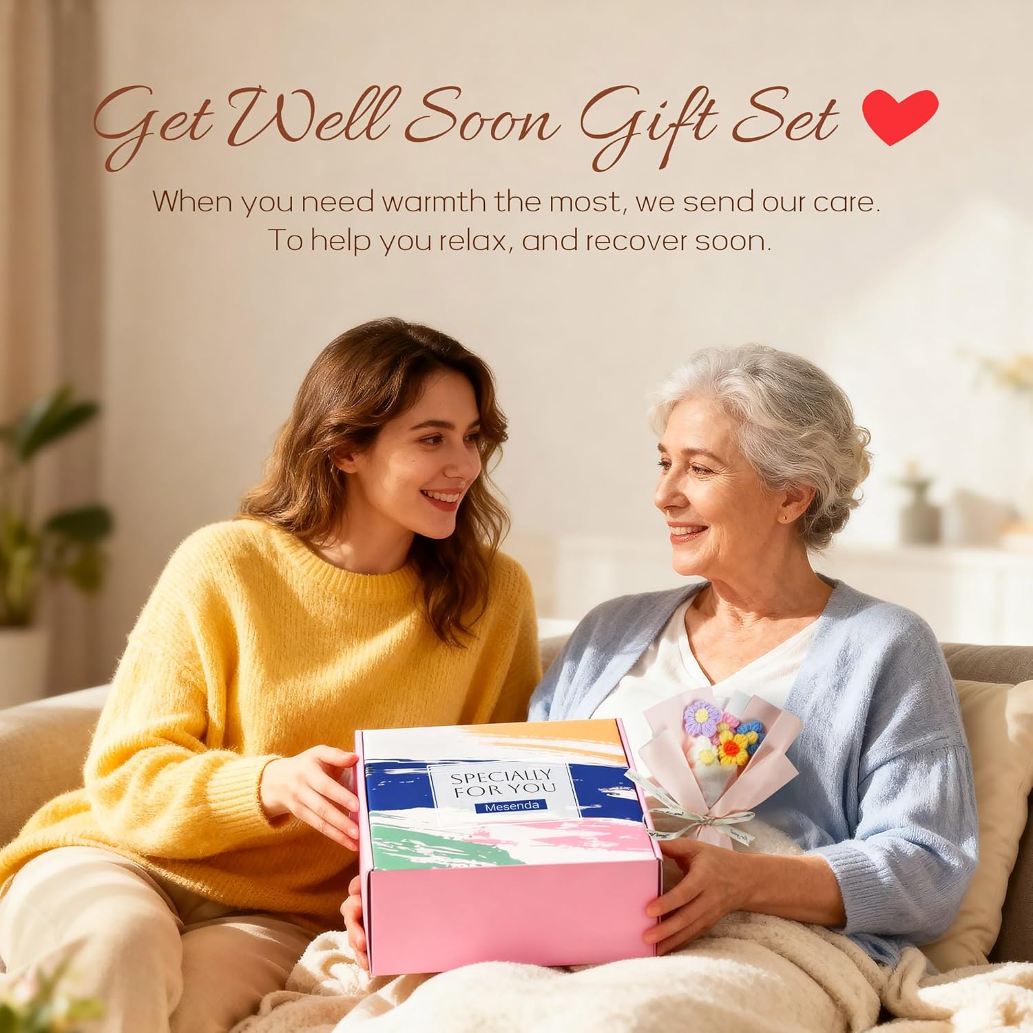 Get Well Soon Gift Baskets for Women - 12pcs Care Package with Cozy Blanket, Scented Candle, Tumbler | Thinking of You, Surgery Recovery Gifts for Her, Mom, Friend | Luxury Feel Better Gifts for Women - Image 2