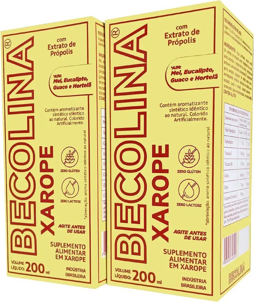 Kit 2x Becolina Xarope Natural para Tosse 200ml - Expectorante para Gripe