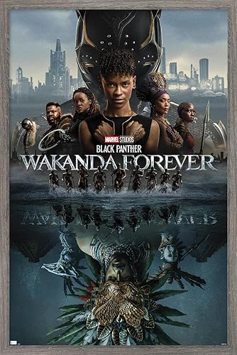 Trends International Marvel Black Panther Wakanda Forever - Póster de pared de una hoja, 22.4 pulgadas de largo x 14.7 pulgadas, versión enmarcada