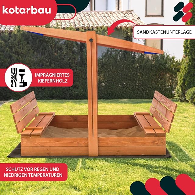 Foto 2 de 8 de KOTARBAU® Arenero Infantil, Madera, 140 x 140 cm
