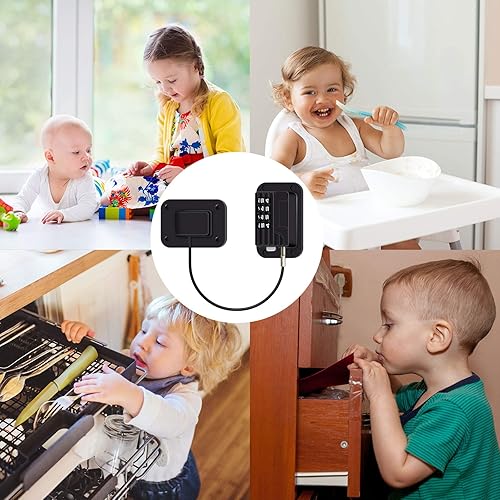 Miniatura 6 de Jetec Cerradura de refrigerador con 4 números codificados para congelador, cerradura adhesiva para puerta de refrigerador, cerradura de seguridad