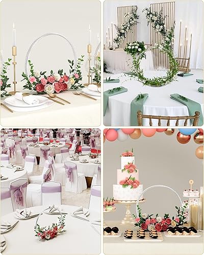 Miniatura 6 de YALLOVE Juego de 2 centros de mesa de aro floral acrílico transparente  CP01T300-2