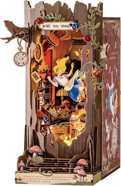 Rolife Book Nook Maquette Fall Into Wonder Maison Miniature DIY Diorama pour Décoration de Bureau et étagère, Puzzle 3D avec Illusion Miroir, Cadeaux de Noël et d'anniversaire - 1