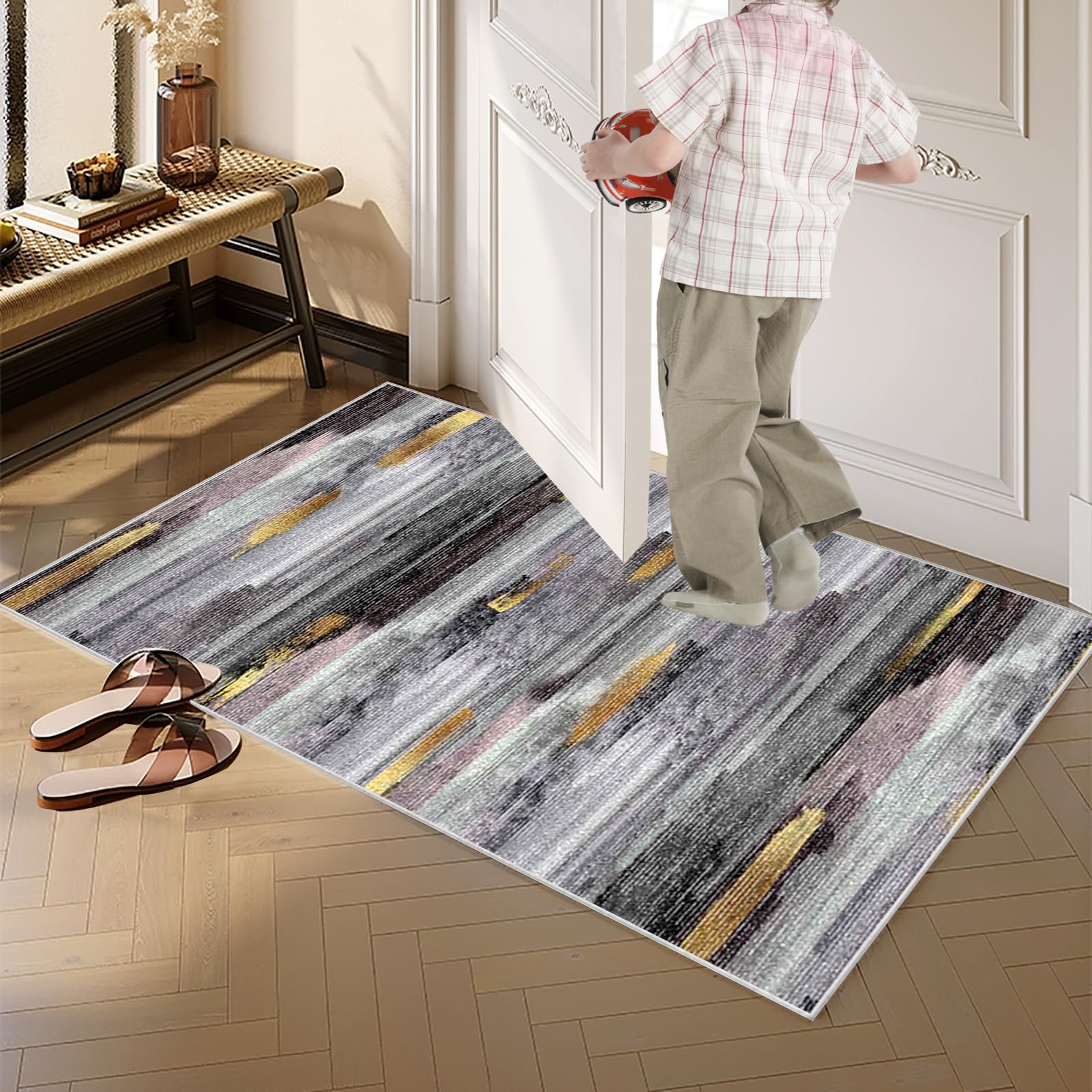 Dywan do korytarza 50 x 350 cm antypoślizgowy dywanik kuchenny zmywalny długi dywan do sypialni krótkie włosie wąski długi dywan wejście do salonu mata chłonna