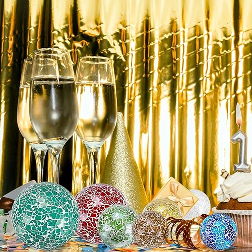 Miniatura 7 de Paquete de 3 bolas decorativas para cuencos, bolas de vidrio de mosaico de 2.4 pulgadas, orbes de vidrio decorativos para decoración del hogar,