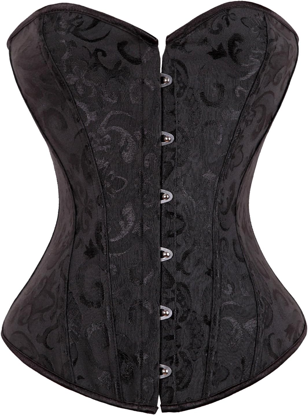 MISS MOLY Dameskorset, vintage volledig bustekorset, klassieke kleuren, met kant en veter, korset met G-tanga-print, donkerrood, L