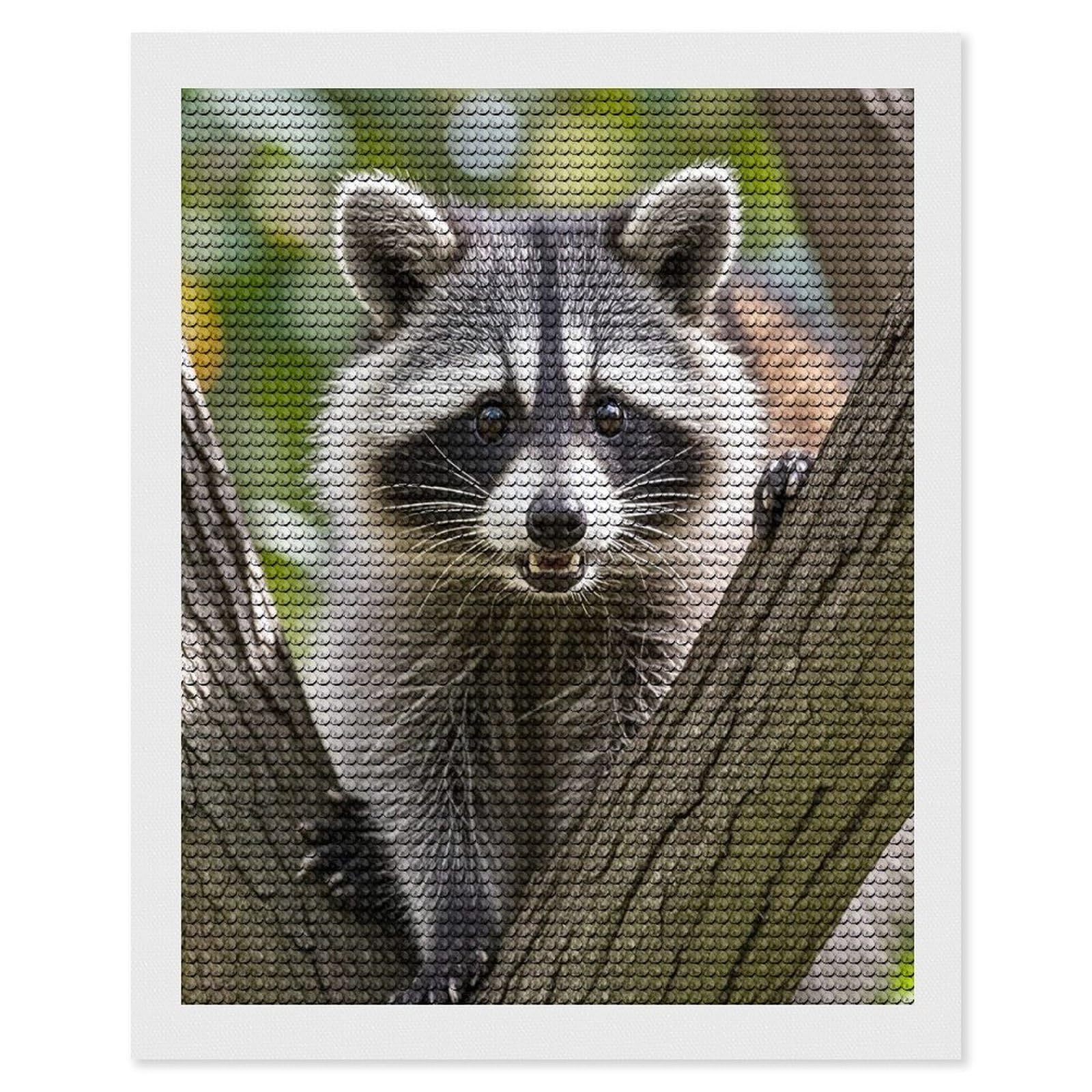 FekiLoot Raccoon Diamond Painting Kits for Adults Round Paint with Diamonds Pictures Gem Art Painting Kits Personalized Diamond Art Full Drill for Beginners Home Wall Decor