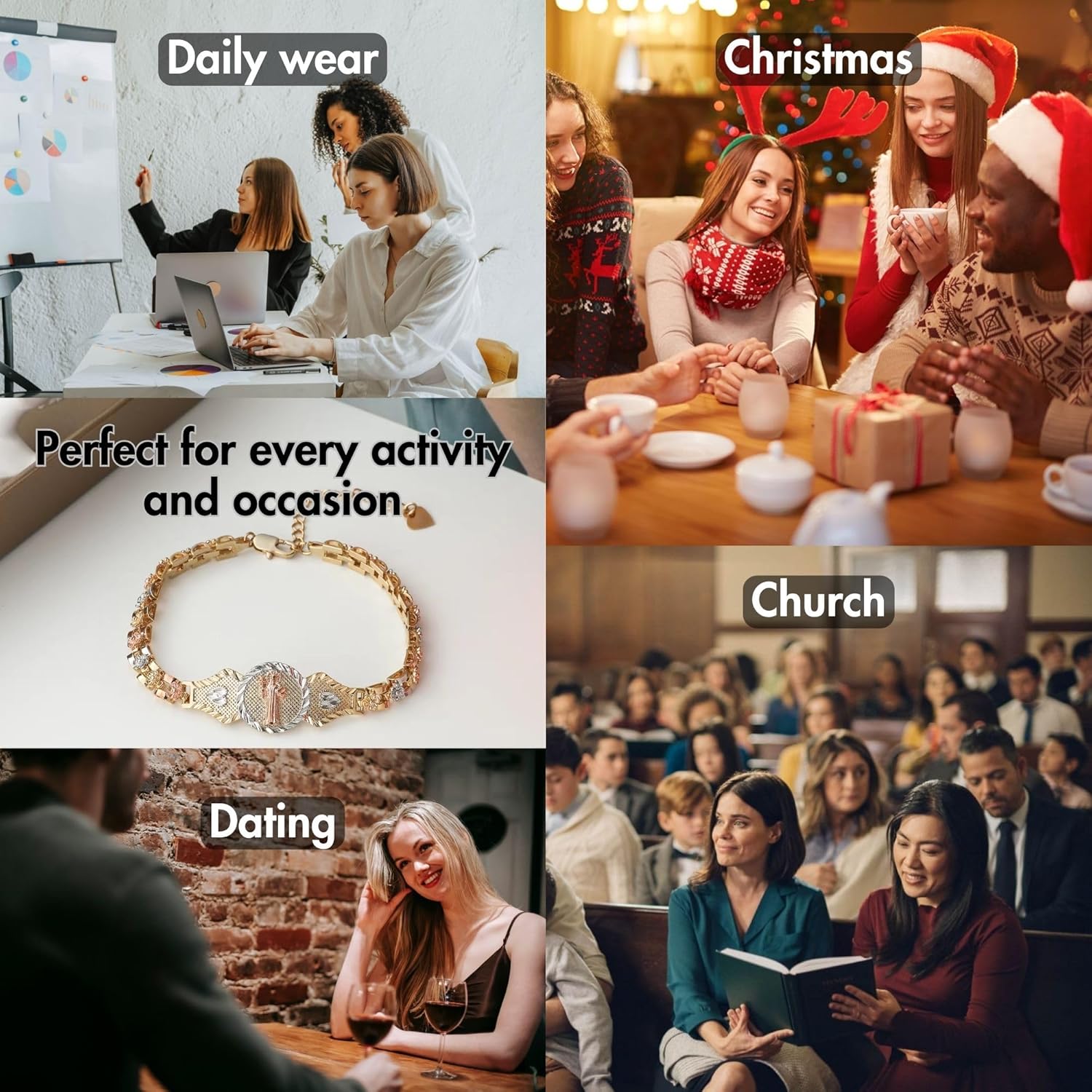 14K Yellow Gold Religious Virgin Mary Bracelet For Women Men - Virgen De Guadalupe Bracelet, Virgin Mary Charms Bracelet, Virgencita Bracelet, Our Lady Guadalupe Bracelet Jewelry For Women - Image 7