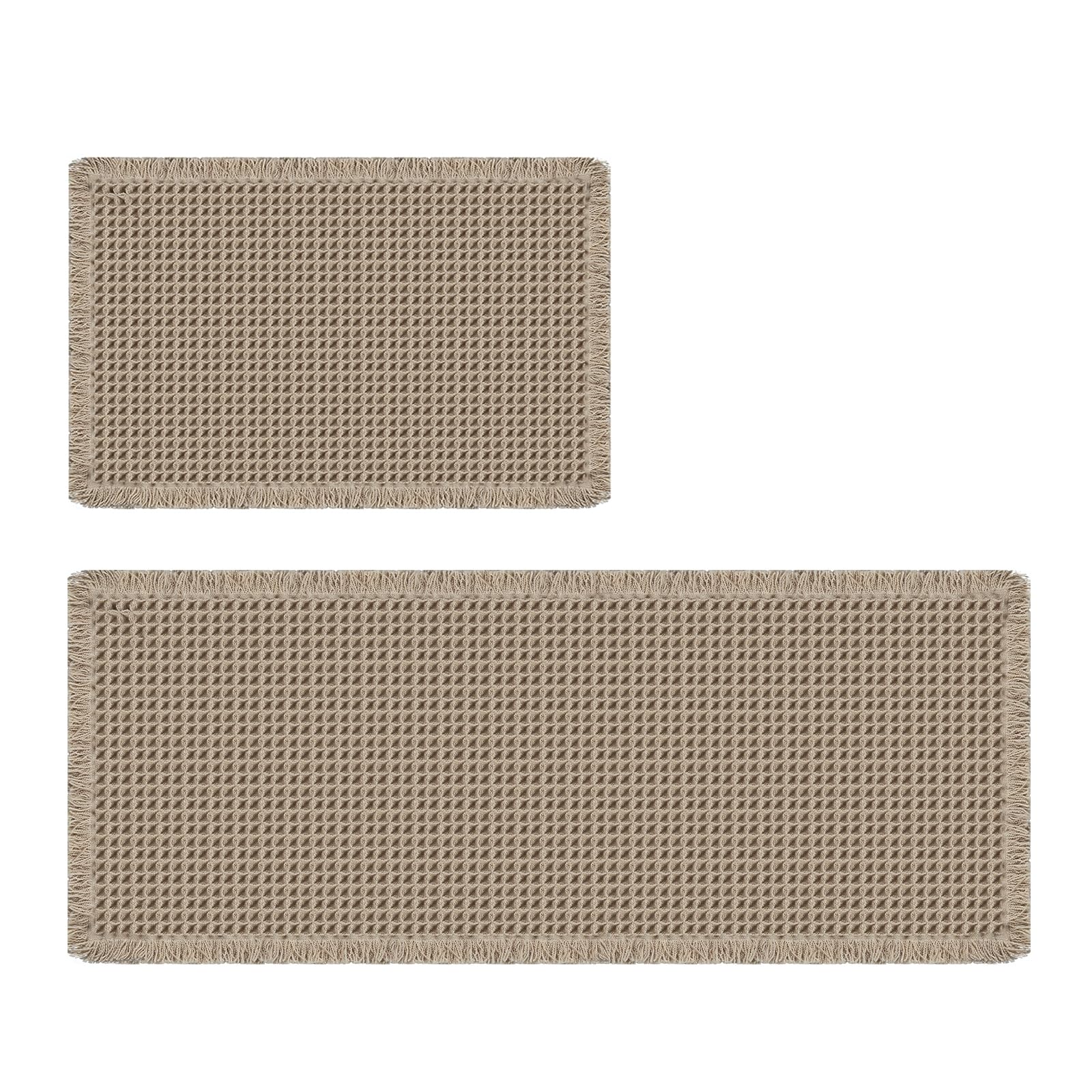 Capslpad Set di 2 tappetini da bagno a nido d'ape, antiscivolo, ultra assorbente, decorazione per il bagno, a pelo basso, morbidi, lavabili, 51 x 122 cm + 43 x 61 cm