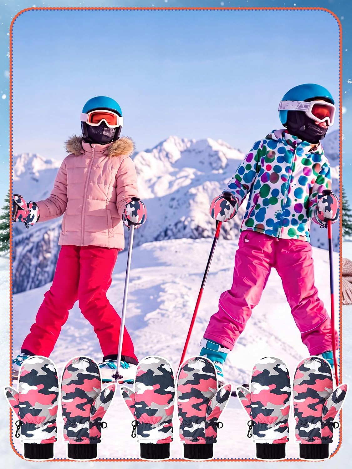 Syhood 1 Pairs Winter Snow Mittens Kids