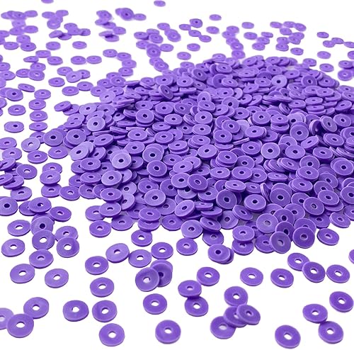 4000 cuentas heishi de arcilla polimérica morada para hacer pulseras, collares, aretes, 0.236 pulgadas