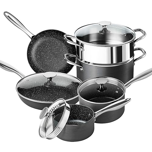 MICHELANGELO Hard Anodized Cookware Set - 10 Pcs Non Stick