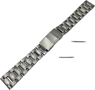 3連 ステンレス 無垢 サイドプッシュ式 腕時計 交換 ベルト 時計バンド バネ棒 付 (09,直カン 16mm)